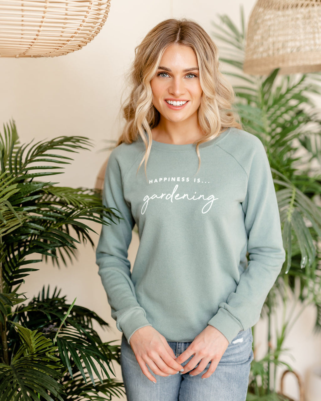 Women's Gardening Crew Sweatshirt, Sage-2