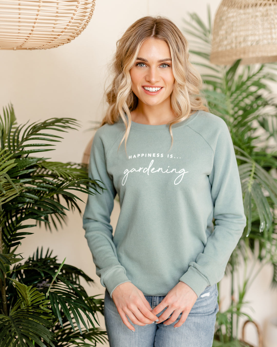 Women's Gardening Crew Sweatshirt, Sage-2