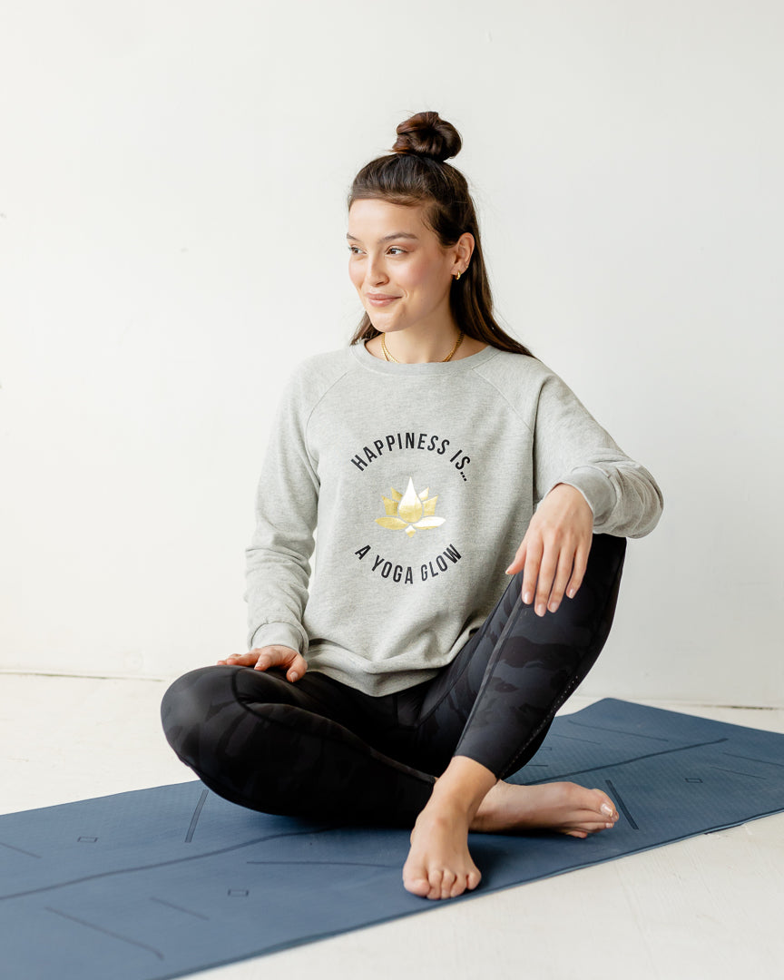 Women's Yoga Glow Crew Sweatshirt, Heather Grey-1
