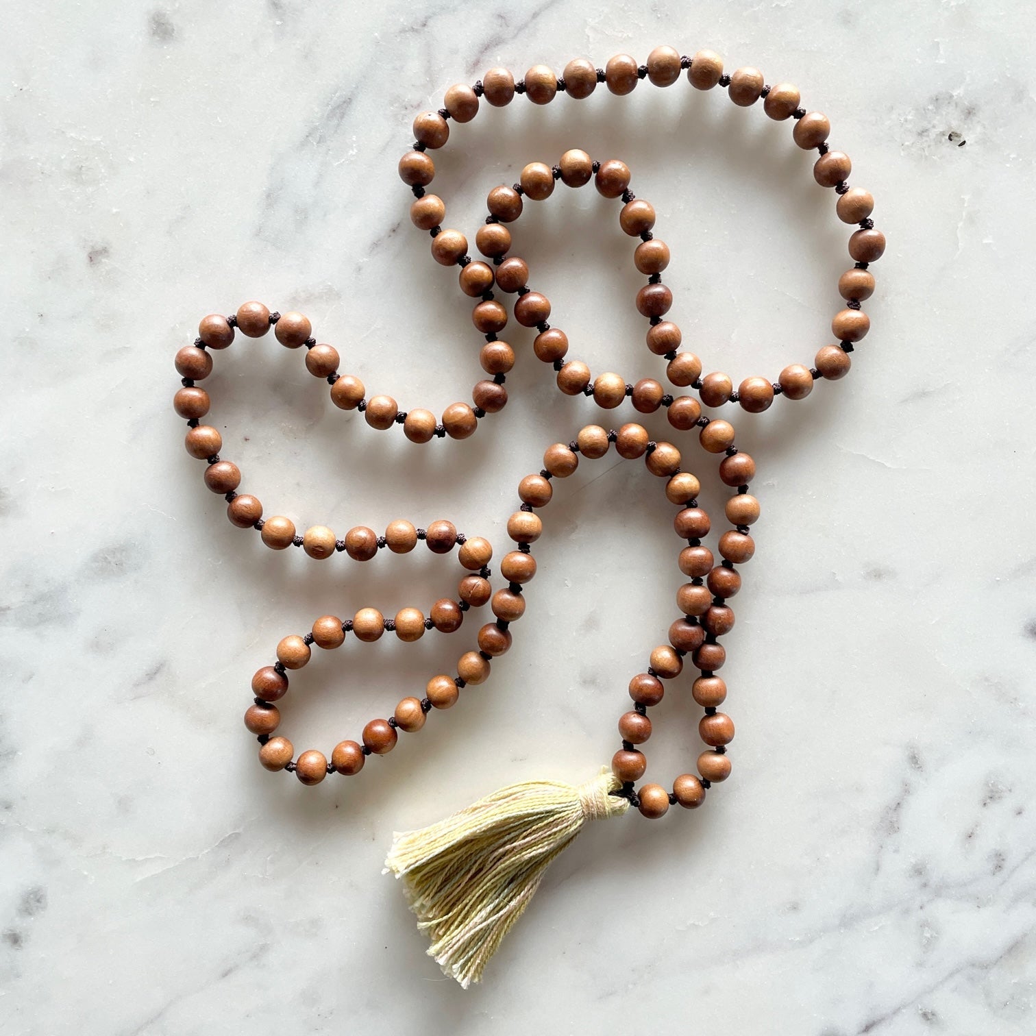 Sandalwood Mala | Meditation Mala with Organic Cotton Tassel