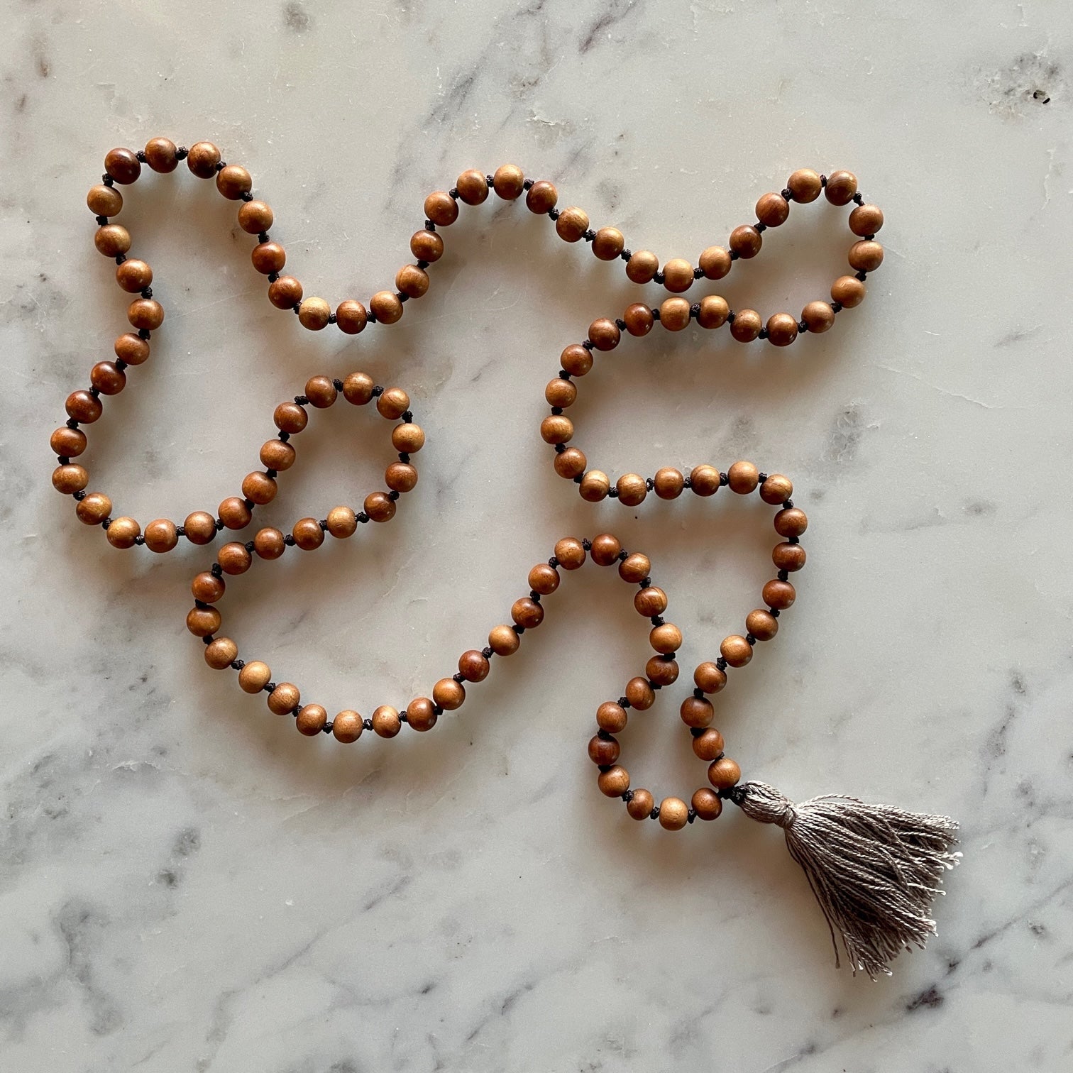 Sandalwood Mala | Meditation Mala with Organic Cotton Tassel