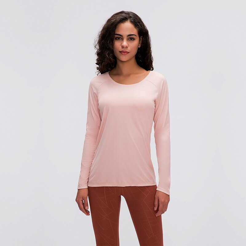Workout Shirts for Women Nylon Spandex Yoga Long Sleeved Shirts Womens Breathable Lightweight Loose Running Sport Tops