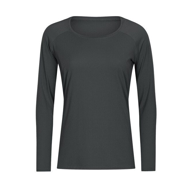 Workout Shirts for Women Nylon Spandex Yoga Long Sleeved Shirts Womens Breathable Lightweight Loose Running Sport Tops