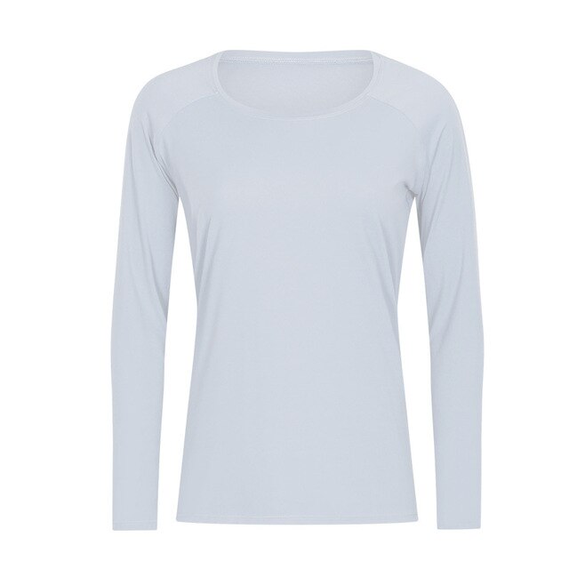 Workout Shirts for Women Nylon Spandex Yoga Long Sleeved Shirts Womens Breathable Lightweight Loose Running Sport Tops