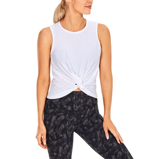 Women's Pima Cotton High Neck Sleeveless Yoga Crop Tops Workout Tank Casual Athletic Clothes-4