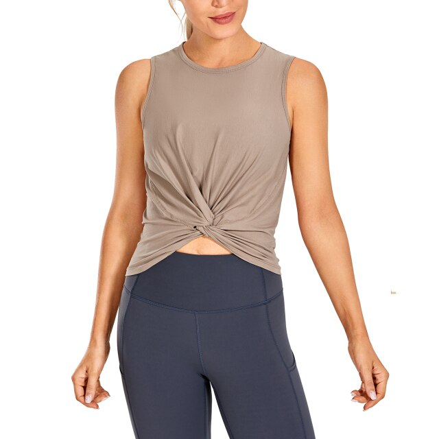 Women's Pima Cotton High Neck Sleeveless Yoga Crop Tops Workout Tank Casual Athletic Clothes-3